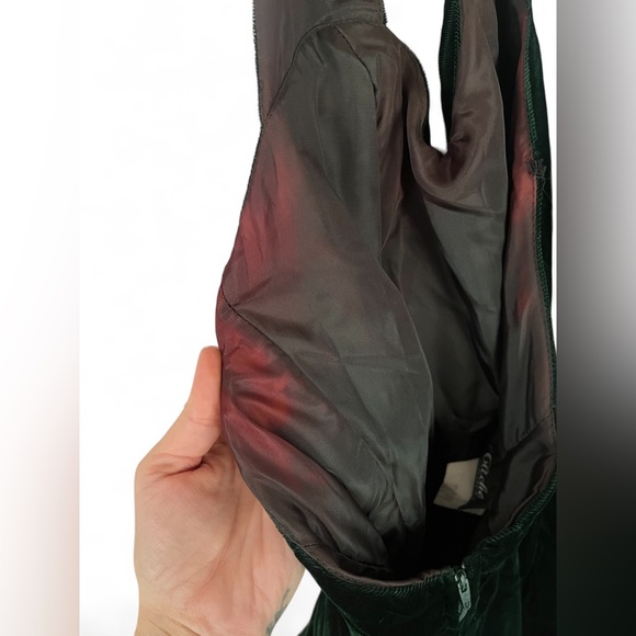 Vintage Cocktail Dress Size 5 Velvet A Line Pin Up Style Halter Green Crinoline - Picture 10 of 12